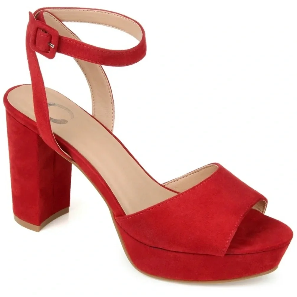 Journee Collection Women’s Nairri Wide Width Vegan Leather Platform Heel Sandals